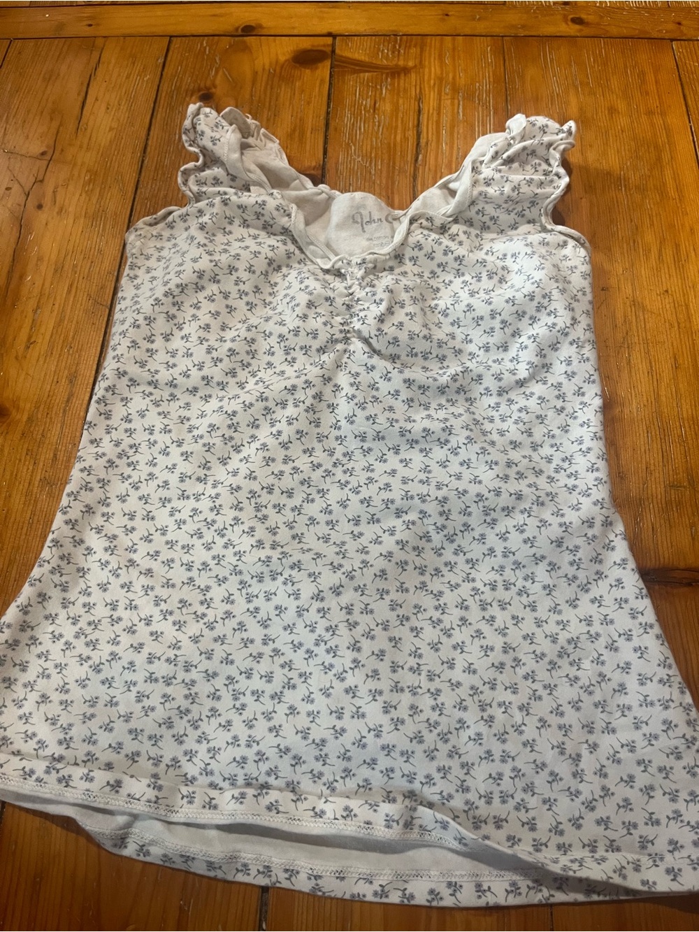 Brandy Melville floral tank top with ruffles on the shoulder